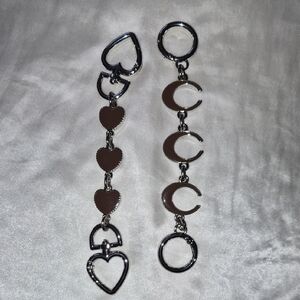 Silver & Brown Heart & Crescent Bag Extender - Set of 2